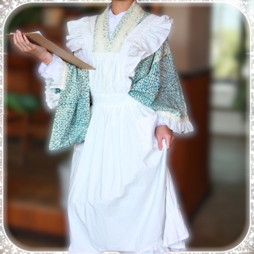 大正ロマン・撮影に】夏着物リメイク♪ カフェ風メイド服＆ヘッド
