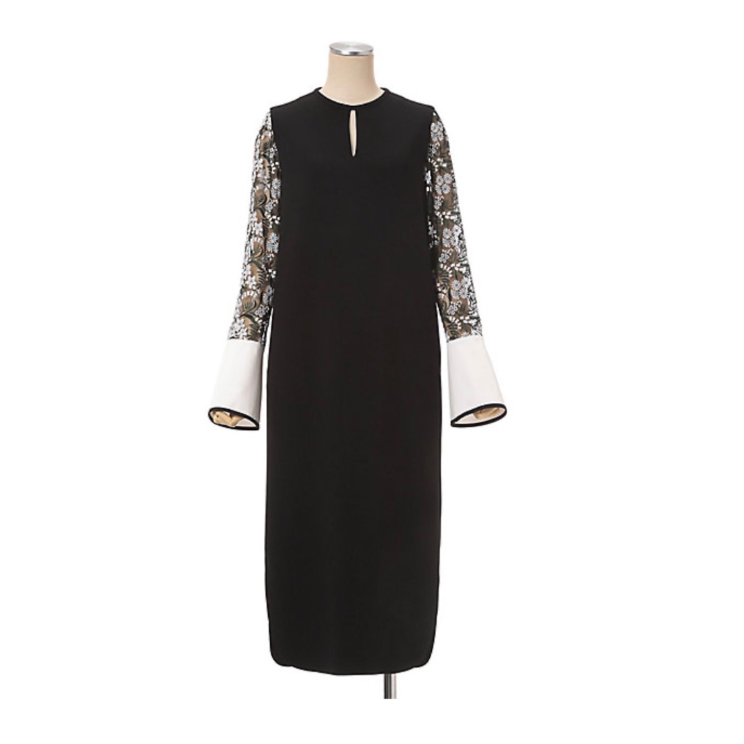 Mame Kurogouchi マメクロゴウチ Floral Lace-Sleeve Classic Dress